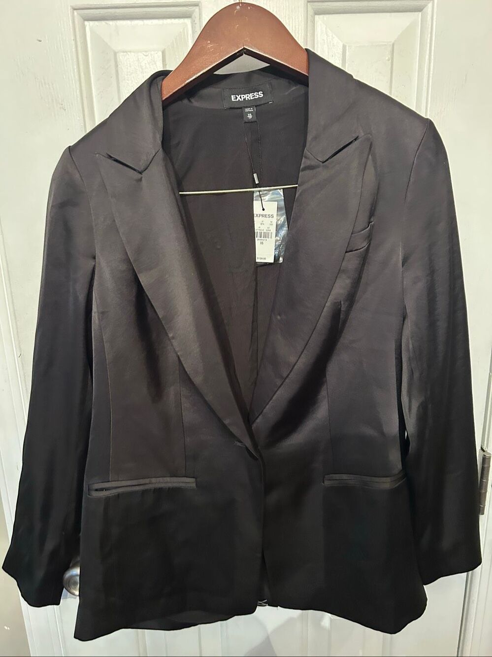 Express black satin blazer business attire work blazer stylish size XS NEW